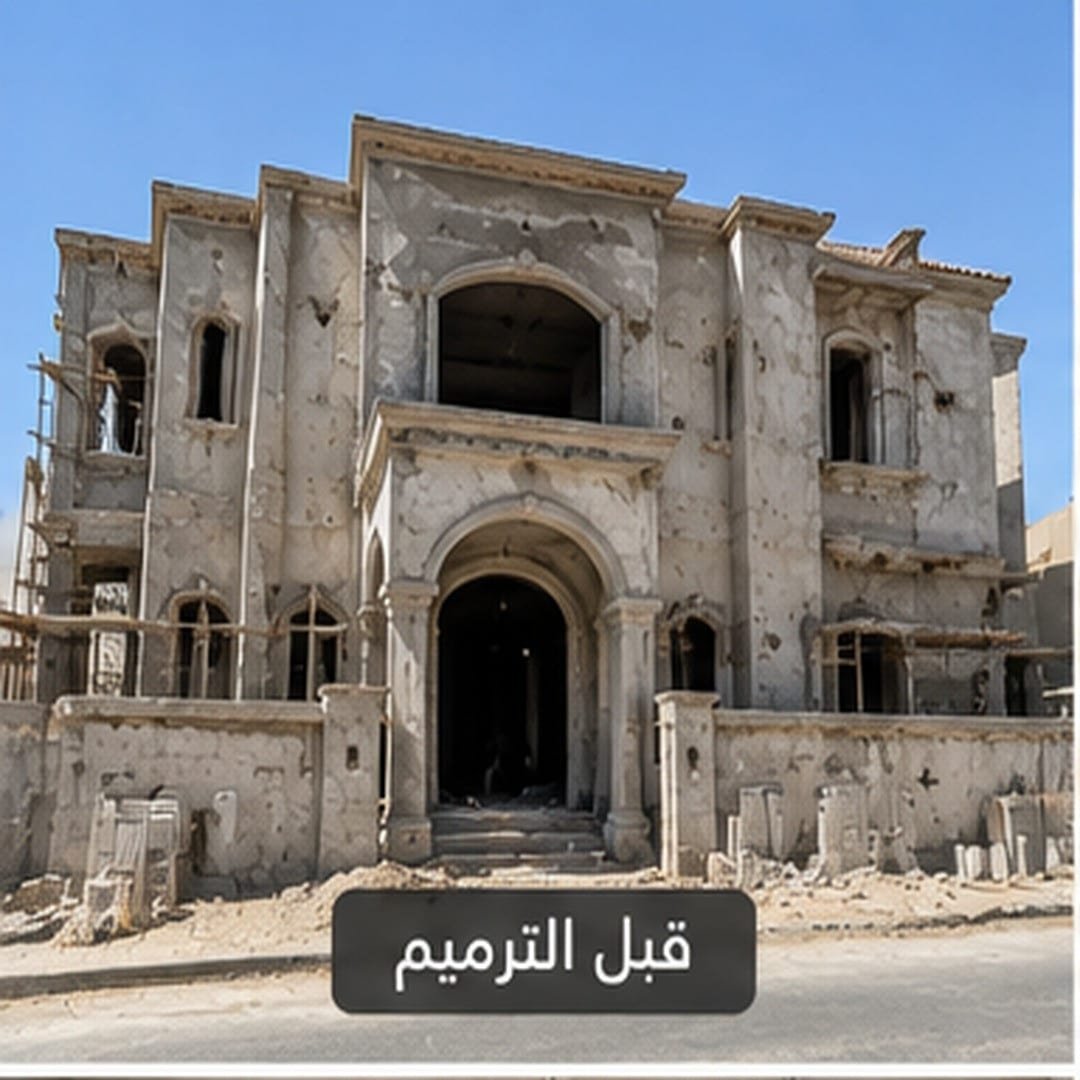 المساحة قبل الترميم وإعادة التأهيل
